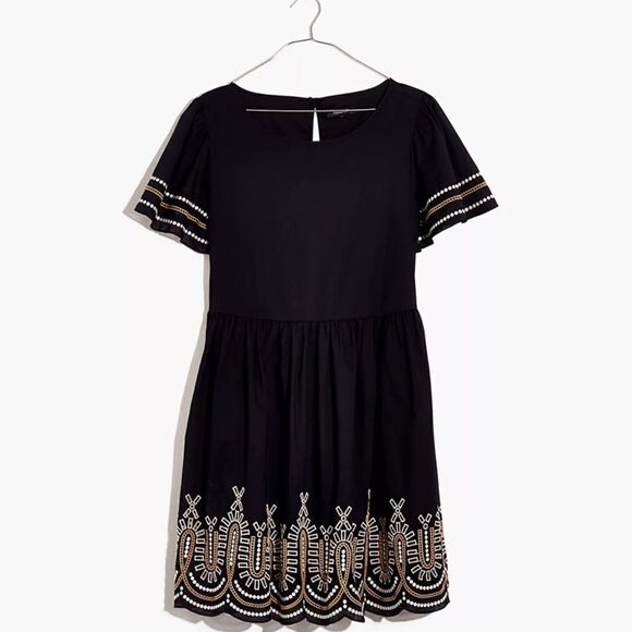 Madewell Embroidered Eyelet Puff-Sleeve Mini Dress* - Picture 1 of 8